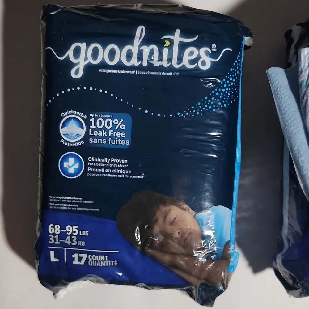 Goodnites Overnight Large 68-95 lbs 2 Packs 17 Count Disposable Diapers Unisex